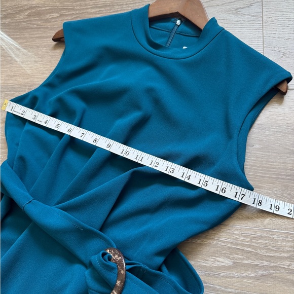 Calvin Klein Mock Neck Sleeveless Belted Midi Dress – Size 8 - Picture 11 of 13